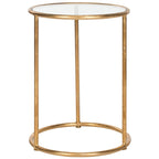 Tavolino rotondo con top a specchio in ferro color oro – 38Lx38Px50A cm, Design Senza Tempo
