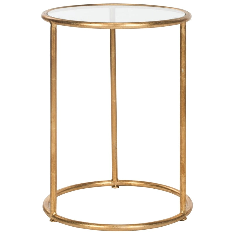 Tavolino rotondo con top a specchio in ferro color oro – 38Lx38Px50A cm, Design Senza Tempo