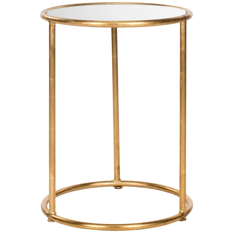 Tavolino rotondo con top a specchio in ferro color oro – 38Lx38Px50A cm, Design Senza Tempo
