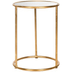 Tavolino rotondo con top a specchio in ferro color oro – 38Lx38Px50A cm, Design Senza Tempo