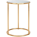 Tavolino rotondo con top a specchio in ferro color oro – 38Lx38Px50A cm, Design Senza Tempo