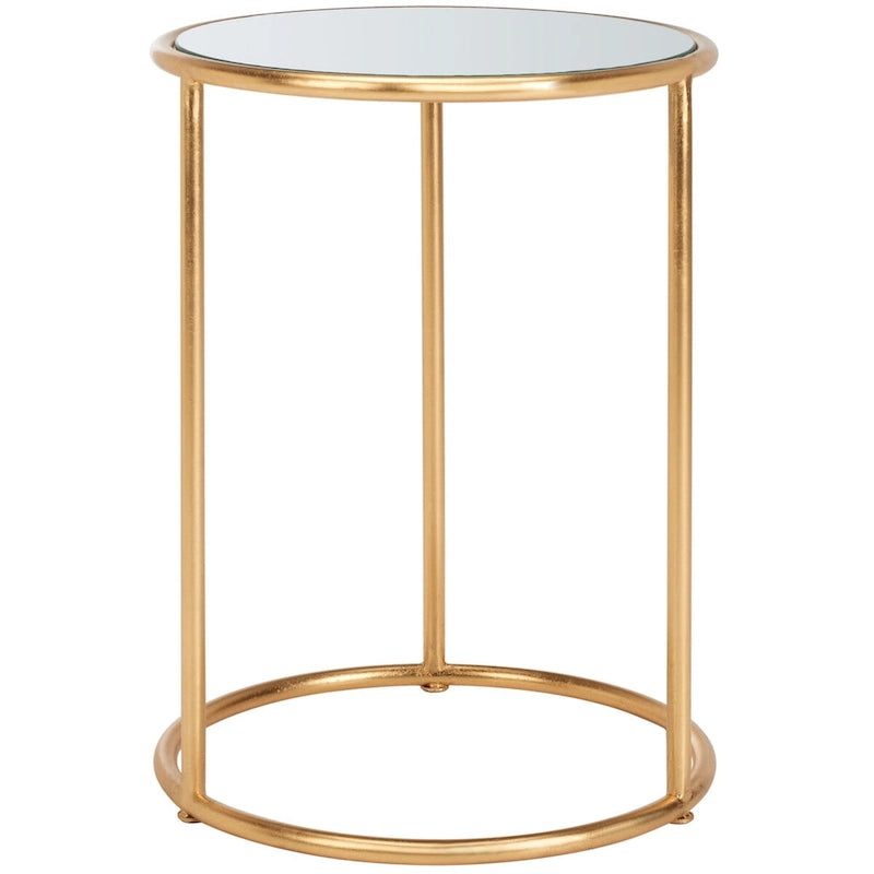 Tavolino rotondo con top a specchio in ferro color oro – 38Lx38Px50A cm, Design Senza Tempo