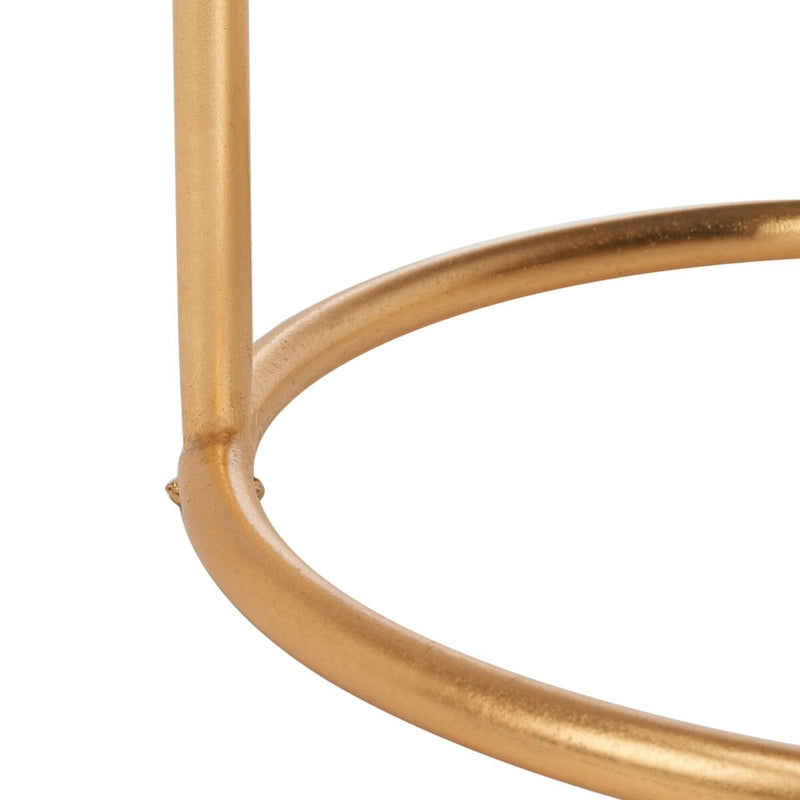 Tavolino rotondo con top a specchio in ferro color oro – 38Lx38Px50A cm, Design Senza Tempo