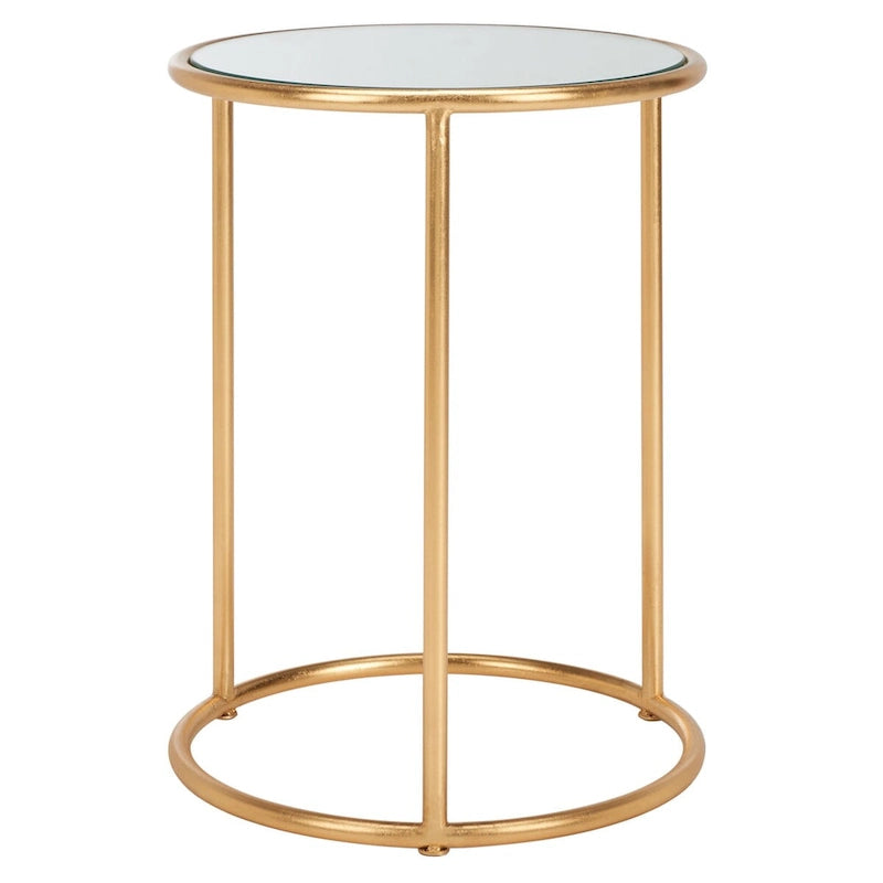 Tavolino rotondo con top a specchio in ferro color oro – 38Lx38Px50A cm, Design Senza Tempo