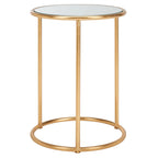 Tavolino rotondo con top a specchio in ferro color oro – 38Lx38Px50A cm, Design Senza Tempo