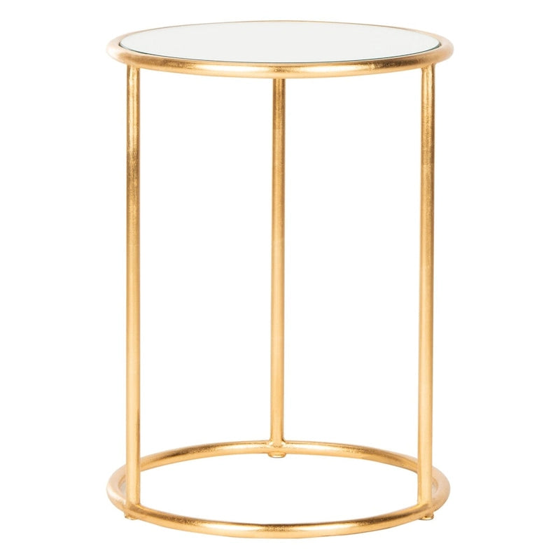 Tavolino rotondo con top a specchio in ferro color oro – 38Lx38Px50A cm, Design Senza Tempo