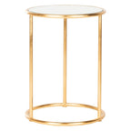 Tavolino rotondo con top a specchio in ferro color oro – 38Lx38Px50A cm, Design Senza Tempo