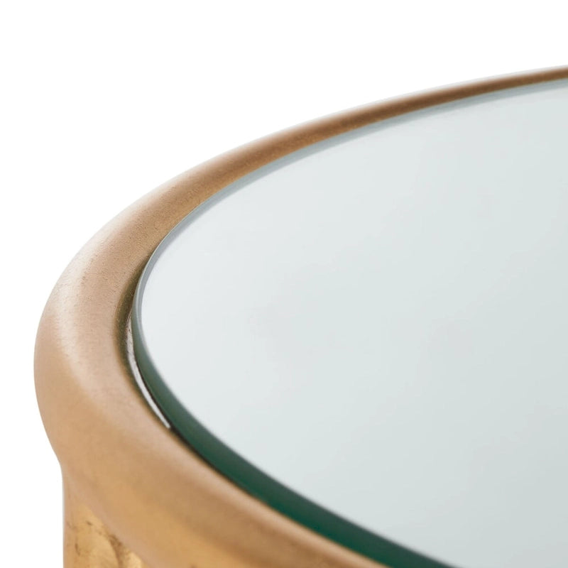 Tavolino rotondo con top a specchio in ferro color oro – 38Lx38Px50A cm, Design Senza Tempo