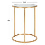 Tavolino rotondo con top a specchio in ferro color oro – 38Lx38Px50A cm, Design Senza Tempo