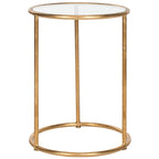 Tavolino rotondo con top a specchio in ferro color oro – 38Lx38Px50A cm, Design Senza Tempo
