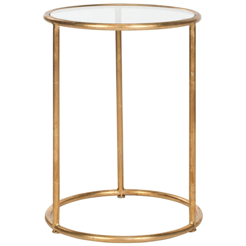 Tavolino rotondo con top a specchio in ferro color oro – 38Lx38Px50A cm, Design Senza Tempo