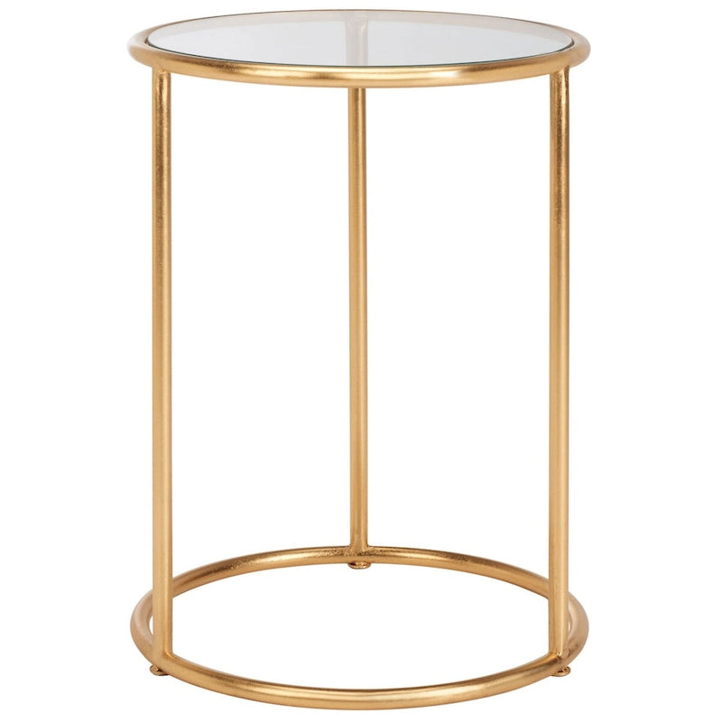 Tavolino rotondo con top a specchio in ferro color oro – 38Lx38Px50A cm, Design Senza Tempo