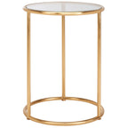Tavolino rotondo con top a specchio in ferro color oro – 38Lx38Px50A cm, Design Senza Tempo