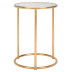 Tavolino rotondo con top a specchio in ferro color oro – 38Lx38Px50A cm, Design Senza Tempo