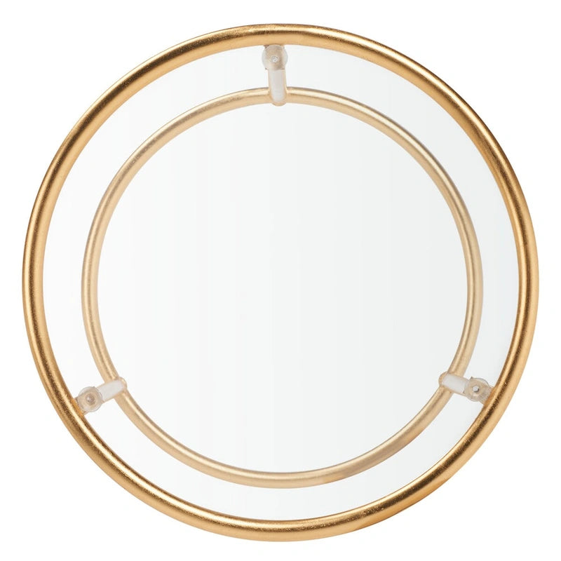 Tavolino rotondo con top a specchio in ferro color oro – 38Lx38Px50A cm, Design Senza Tempo