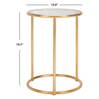 Tavolino rotondo con top a specchio in ferro color oro – 38Lx38Px50A cm, Design Senza Tempo