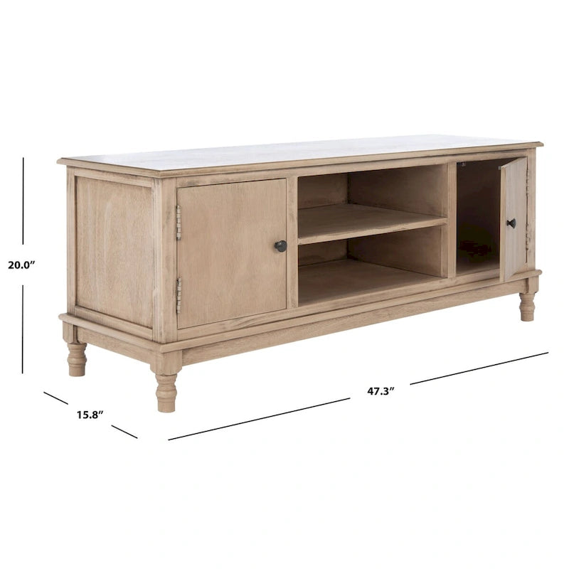 Mobile TV rustico con 2 ante e 2 ripiani aperti – 119 cm L x 40 cm P x 50 cm H