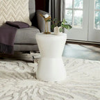 Tavolino d'appoggio in cemento per interni ed esterni – 30x30x43 cm, design moderno curvo