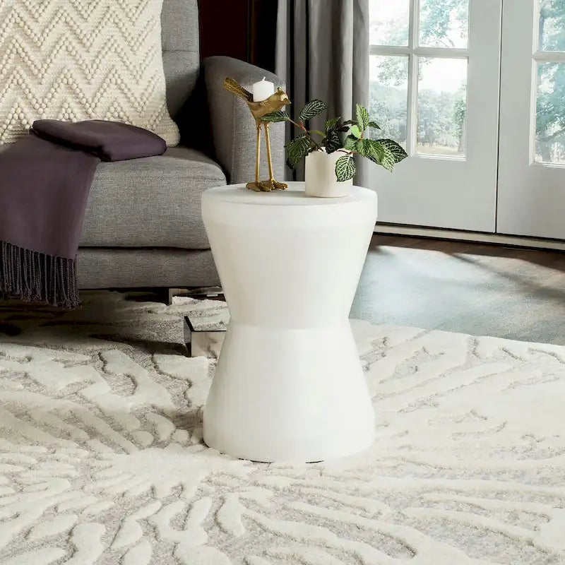 Tavolino d'appoggio in cemento per interni ed esterni – 30x30x43 cm, design moderno curvo