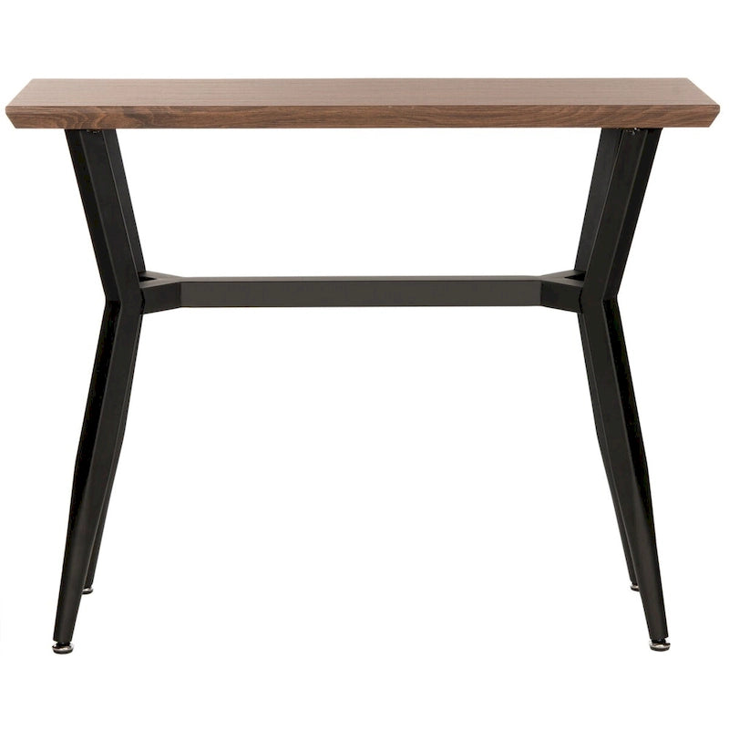 Consolle Mid-Century con piano in rovere rustico e struttura aperta in metallo nero – 39Lx14Px31A