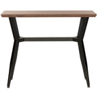 Consolle Mid-Century con piano in rovere rustico e struttura aperta in metallo nero – 39Lx14Px31A
