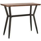 Consolle Mid-Century con piano in rovere rustico e struttura aperta in metallo nero – 39Lx14Px31A