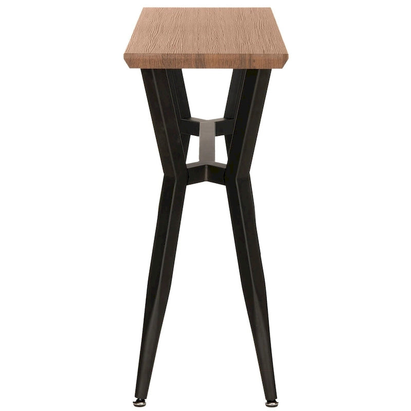 Consolle Mid-Century con piano in rovere rustico e struttura aperta in metallo nero – 39Lx14Px31A
