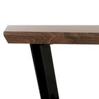 Consolle Mid-Century con piano in rovere rustico e struttura aperta in metallo nero – 39Lx14Px31A