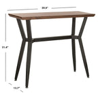 Consolle Mid-Century con piano in rovere rustico e struttura aperta in metallo nero – 39Lx14Px31A