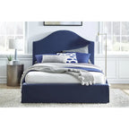 Letto contenitore in tessuto imbottito blu navy – Design moderno per camera da letto