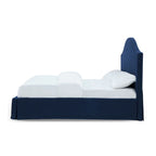 Letto contenitore in tessuto imbottito blu navy – Design moderno per camera da letto