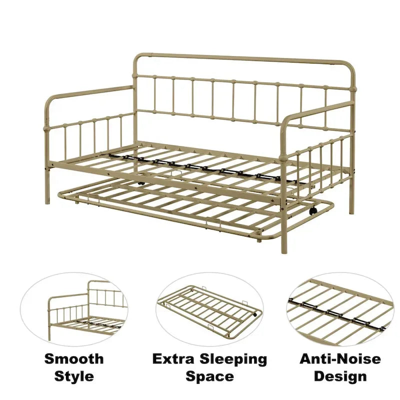Divano letto con struttura in metallo e letto estraibile