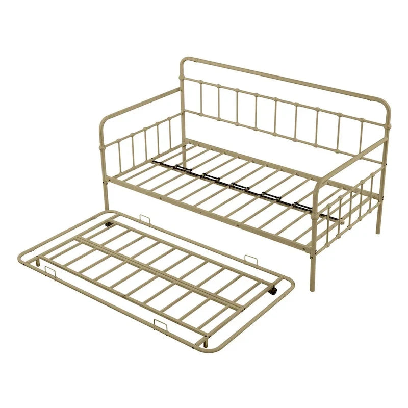 Divano letto con struttura in metallo e letto estraibile