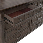 Cassettiera Saddle Brown a 8 cassetti con rivestimento in cedro, cassetti superiori foderati in feltro e ferramenta anticata