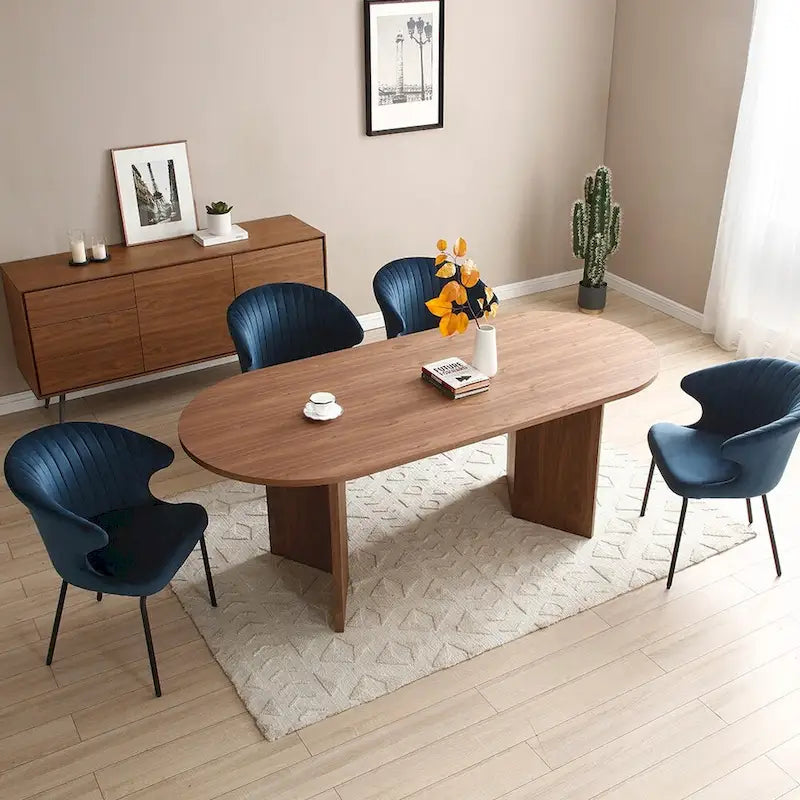 Tavolo da pranzo ovale in legno di noce da 198 cm per sala da pranzo