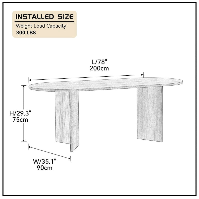Tavolo da pranzo ovale in legno di noce da 198 cm per sala da pranzo