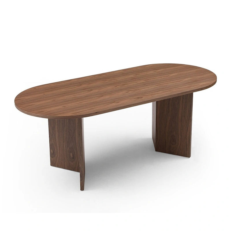 Tavolo da pranzo ovale in legno di noce da 198 cm per sala da pranzo