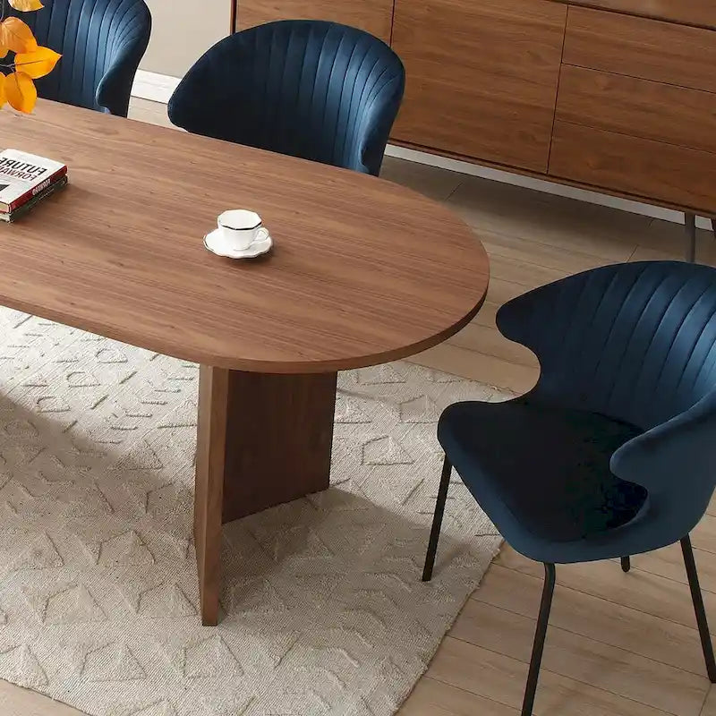 Tavolo da pranzo ovale in legno di noce da 198 cm per sala da pranzo