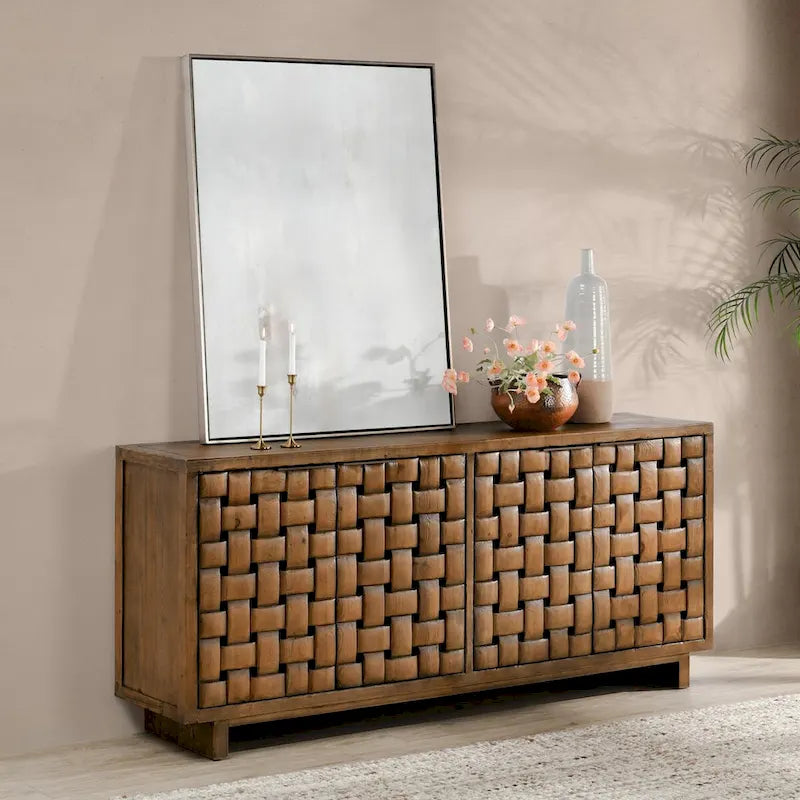 Madia credenza a 4 ante in legno di pino riciclato – Stile rustico Bast