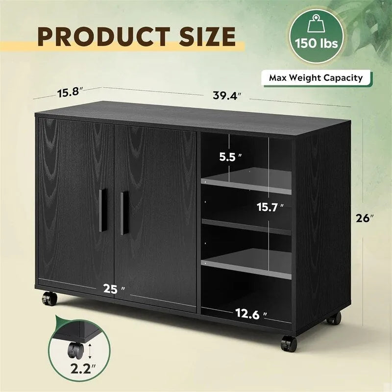 Mobiletto laterale per stampante per forniture da ufficio - 15,8P x 39,4L x 25,7A