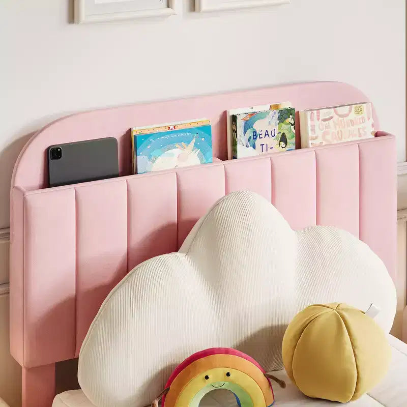 Garvee Struttura Letto Singolo con Cassetto, Letto Imbottito in Velluto con Testiera Contenitore, Nessuna Rete a Molle Necessaria, Facile da Montare