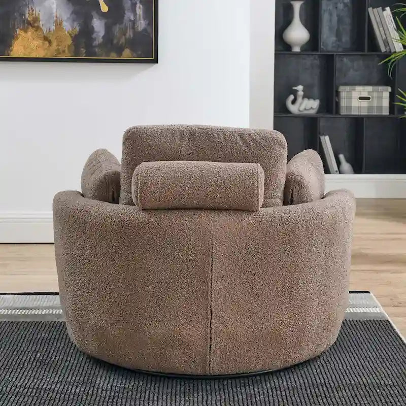 Poltrona moderna girevole a botte a due posti con 4 cuscini e pouf contenitore