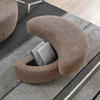 Poltrona moderna girevole a botte a due posti con 4 cuscini e pouf contenitore