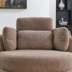 Poltrona moderna girevole a botte a due posti con 4 cuscini e pouf contenitore