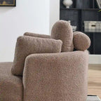 Poltrona moderna girevole a botte a due posti con 4 cuscini e pouf contenitore