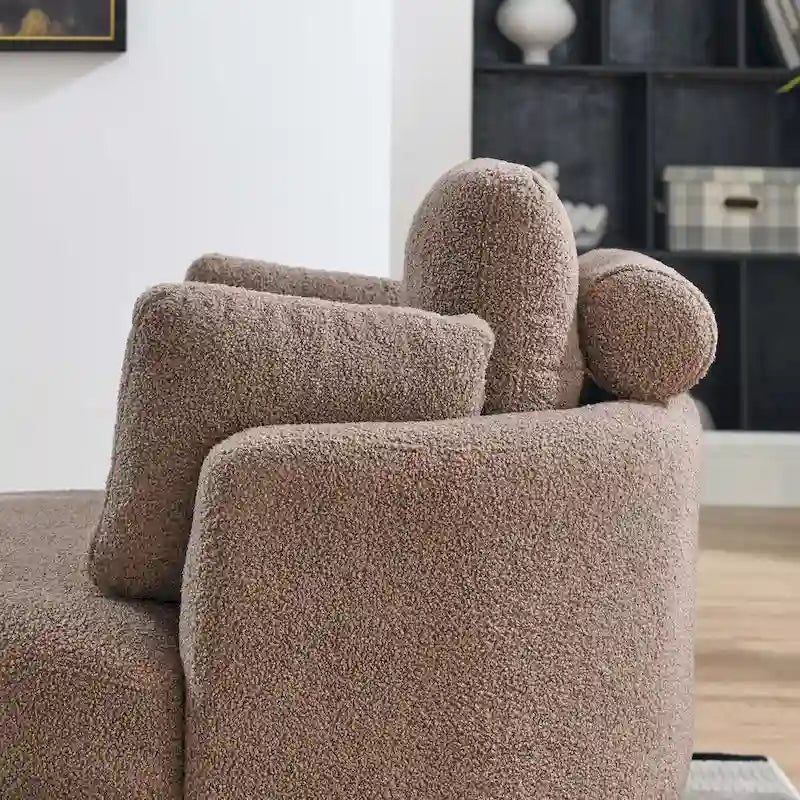 Poltrona moderna girevole a botte a due posti con 4 cuscini e pouf contenitore