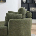Poltrona moderna girevole a botte a due posti con 4 cuscini e pouf contenitore
