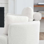 Poltrona moderna girevole a botte a due posti con 4 cuscini e pouf contenitore