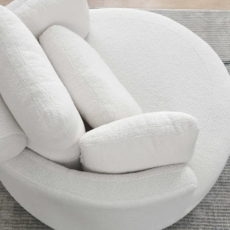 Poltrona moderna girevole a botte a due posti con 4 cuscini e pouf contenitore