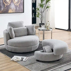 Poltrona moderna girevole a botte a due posti con 4 cuscini e pouf contenitore